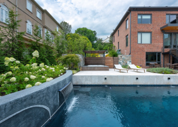 Custom pool design in Alexandria with a water feature