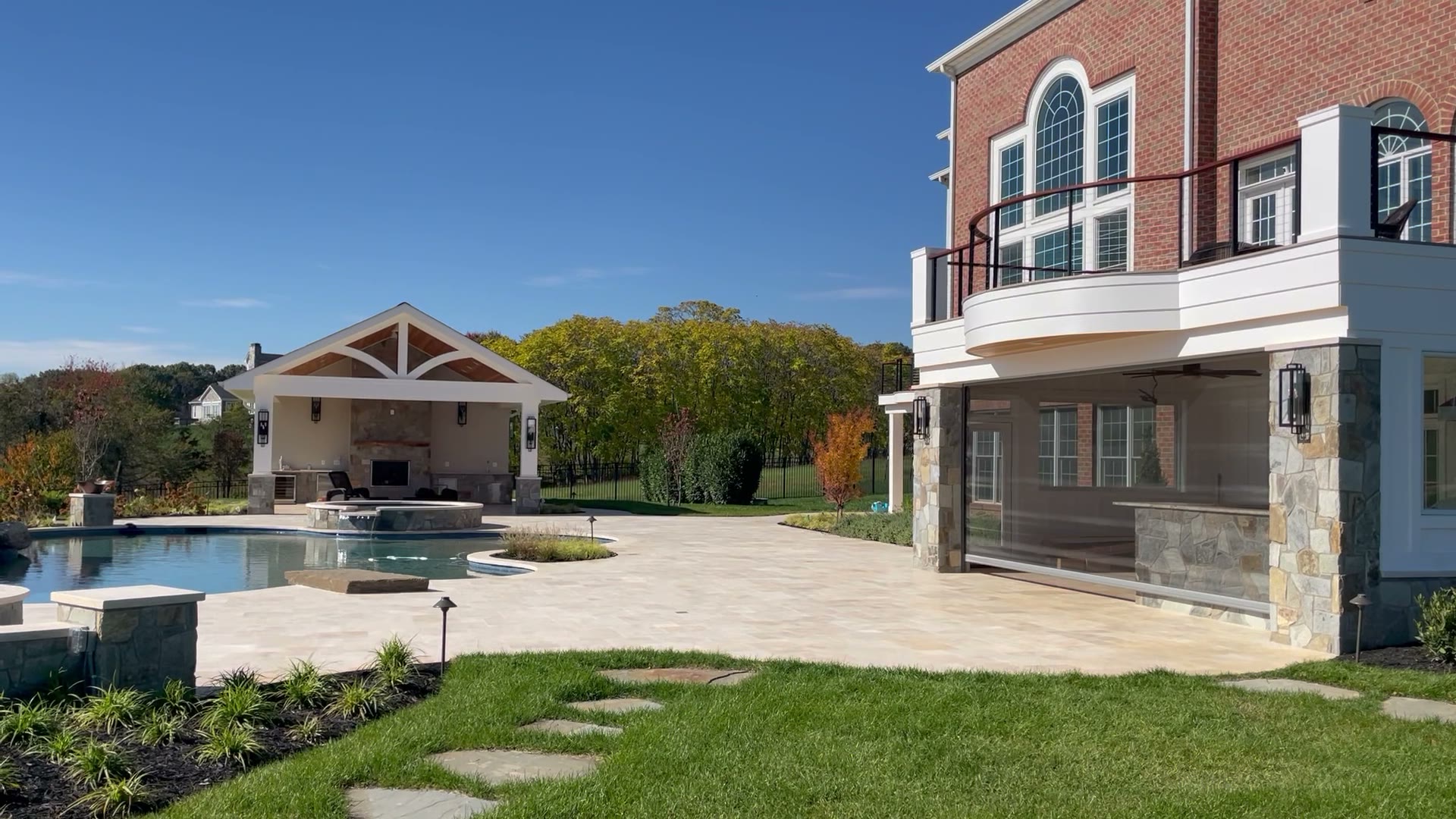Silva pool project — motorized track-mounted screens